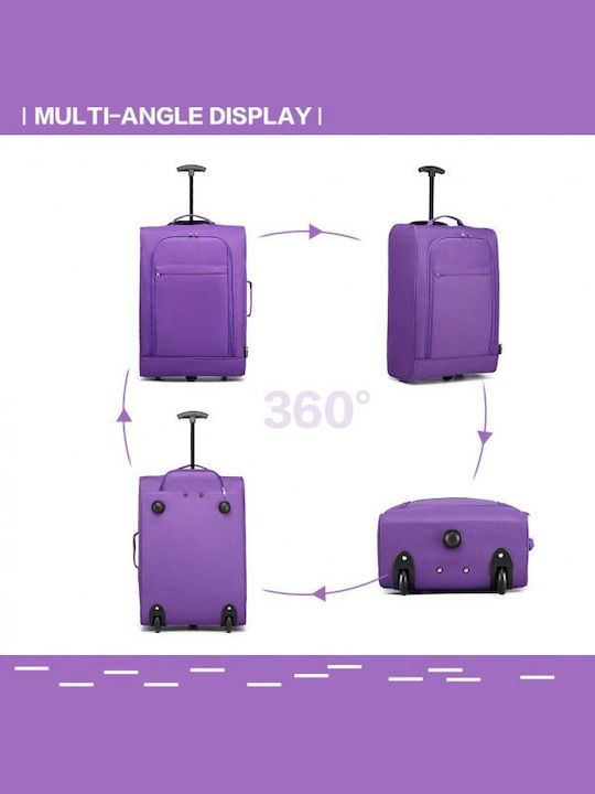 Miss Lulu Valiză De Călătorie Cabina Din Material Textil Violet Cu 4 Roți Înălțime 55 Cm