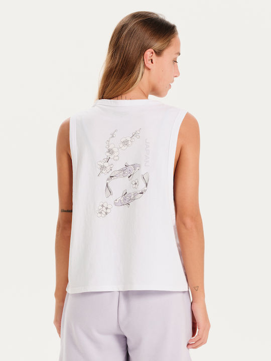 Japan Damen Crop Top Baumwolle Ärmellos Weiß