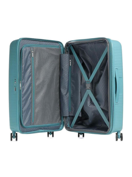 American Tourister Soundbox Spinner Medium Hard Suitcase Turquoise With 4 Wheels Height 67cm