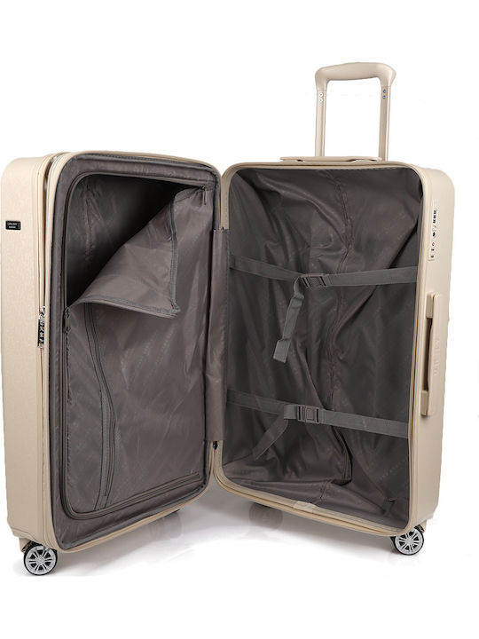 DKNY Medium Hard Travel Suitcase Ivory with 4 Wheels