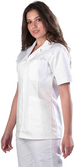 Anta Uniforms Γυναικείο Ιατρικό Σακάκι Λευκό από Βαμβάκι και Πολυεστέρα