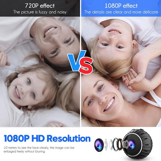Мини шпионска камера Wifi 1080p микрофон сензор за движение нощно виждане 1 час живот на батерията