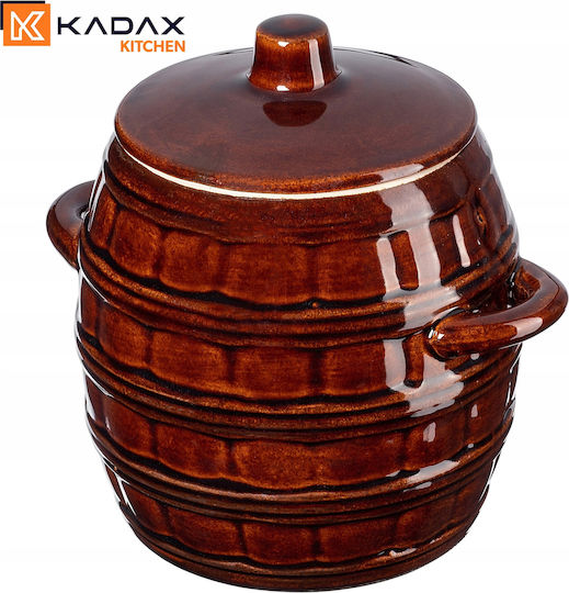 Kadax Ваза за Обща Употреба с Капак Керамика Кафява 2500ml