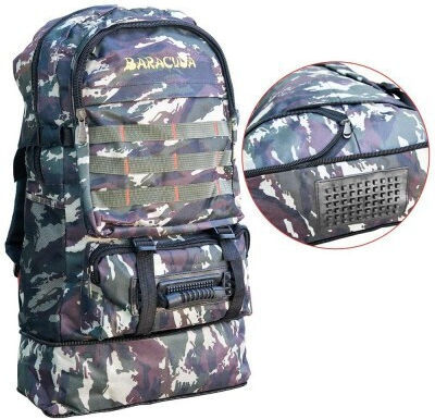 Rucsac de pescuit Baracuda B16, volum variabil 50-60 litri, camuflaj verde