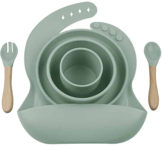 Minikoioi Feeding Set Blw Iii made of Silicone Green 6pcs