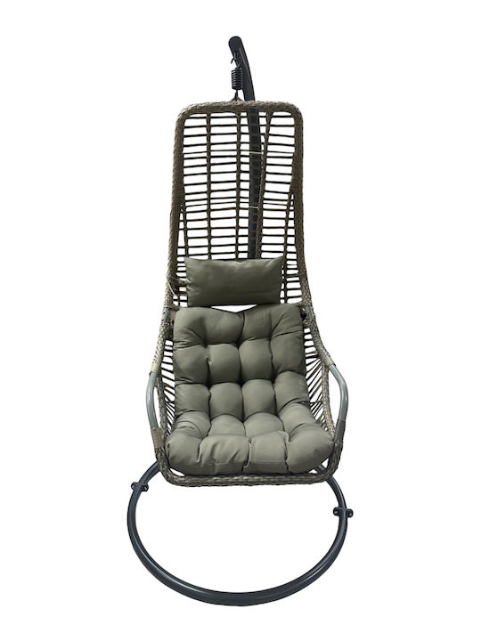 Κρεμαστή Κούνια Φωλιά με Μαξιλάρι Rattan Γκρι Μ103xΠ76xΥ200cm