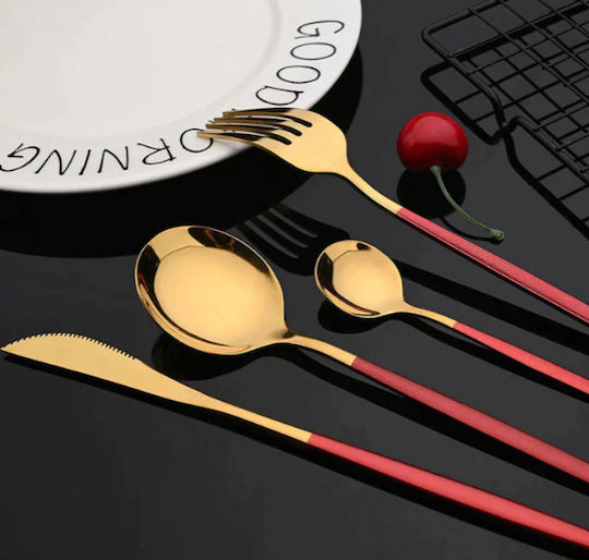Portuguese Style Set de Tacâmuri Inoxidabil Roșii 24buc