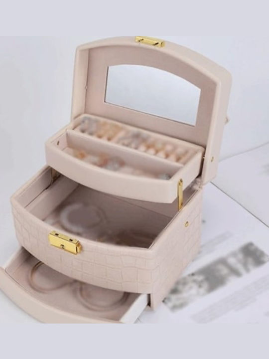 My Home Luxury Κουτί Κοσμημάτων Ταξιδιού Ροζ 18x14x12.5cm