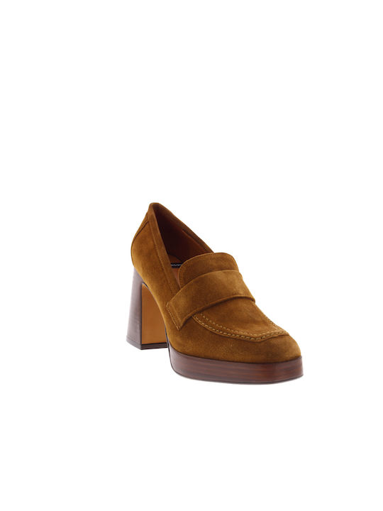 Angel Alarcon Leather Tabac Brown High Heels