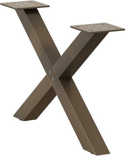vidaXL Metallic Furniture Leg 2 Pieces Suitable for Table / Coffee Table / Office 60x30cm Brown