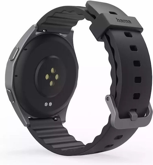 HAMA 7010 46mm Αδιάβροχο Smartwatch με Παλμογράφο (Μαύρο)