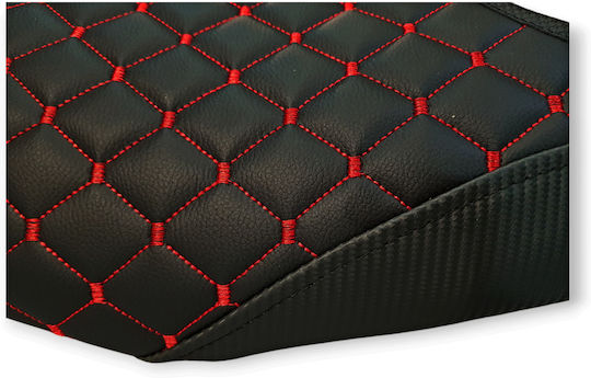Kazer Kawasaki Quilted Diamond Seat Cover Red Stitching White Panisher Logo