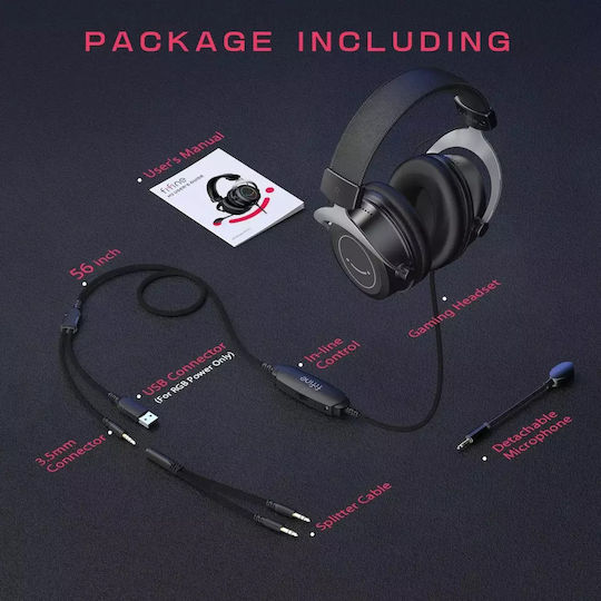 Fifine AmpliGame H3 Over Ear Gaming Headset with 3.5 mm / USB Connectivity for Nintendo Switch / PS4 / PS5 / XBOX