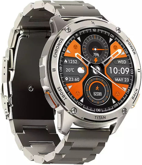 MaxCom FW110 Titan Chronos Titanium Smartwatch με SIM και Παλμογράφο (Ασημί)