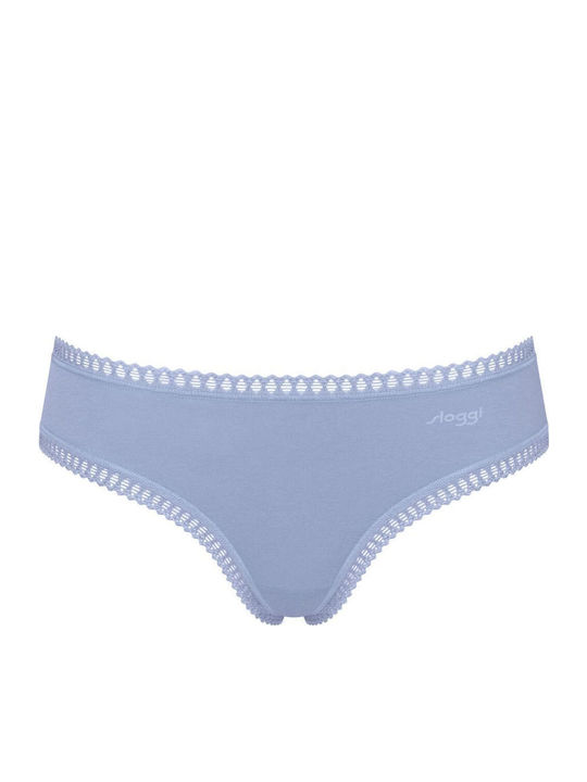 Βαμβακερά Women's String 3Pack with Lace Sky blue