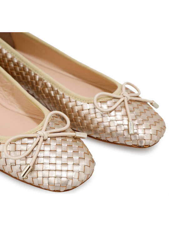 Leather Ballerinas Gold
