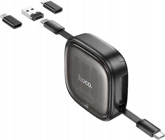 Hoco U140 Подвижен USB 2.0 Кабел USB-C Мъжки - USB-C 60W Захранване PD Черен 0.95м