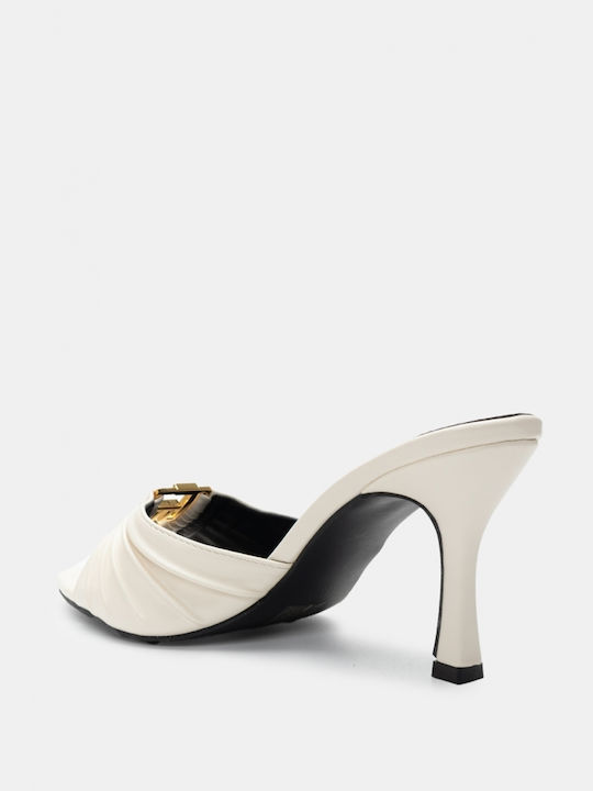 Luigi Heel Mules White