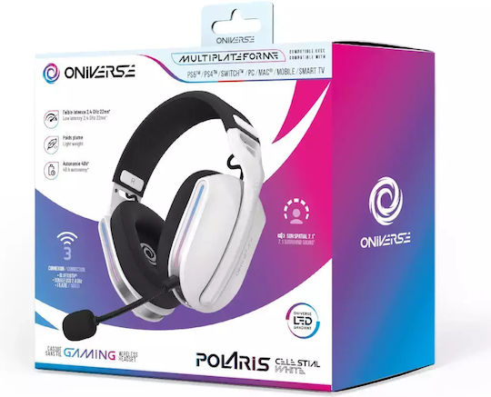 Oniverse Polaris Drahtloses Über Ohr Gaming-Headset mit Konnektivität 3,5 mm / Bluetooth / USB Weiß für Nintendo Switch / PC / PS4 / PS5