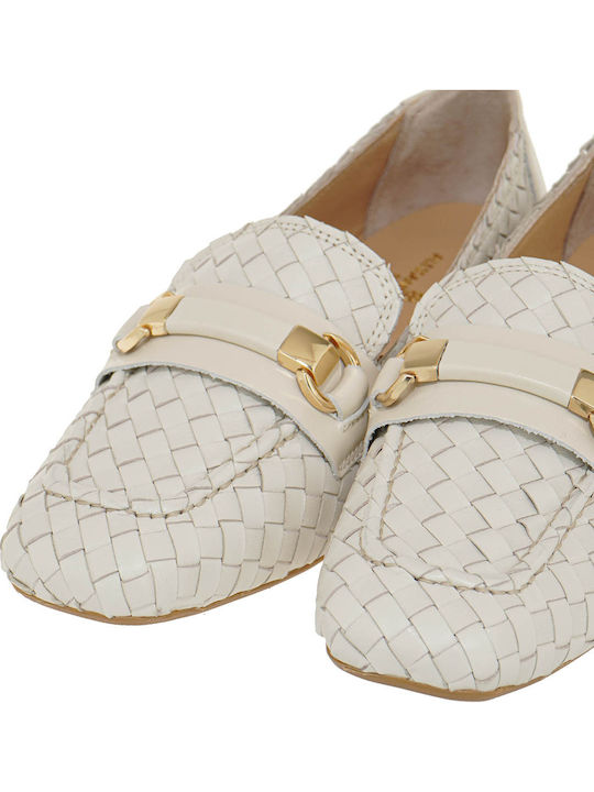 Δερμάτινα Γυναικεία Loafers σε Λευκό Χρώμα