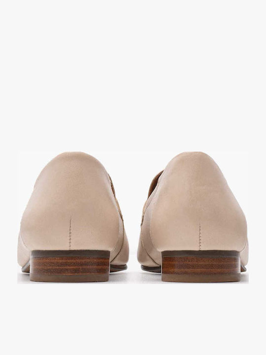 Mantinea.b Δερμάτινα Γυναικεία Loafers σε Μπεζ Χρώμα