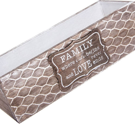 Decorative Basket Wooden Beige 28x10x8cm