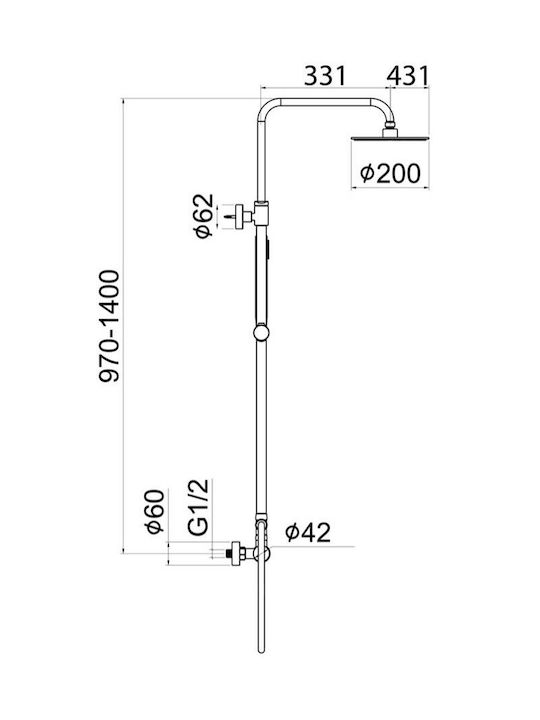 Interflex Στήλη Ντουζ με Μπαταρία Interflex Στήλη Ντουζ με Μπαταρία