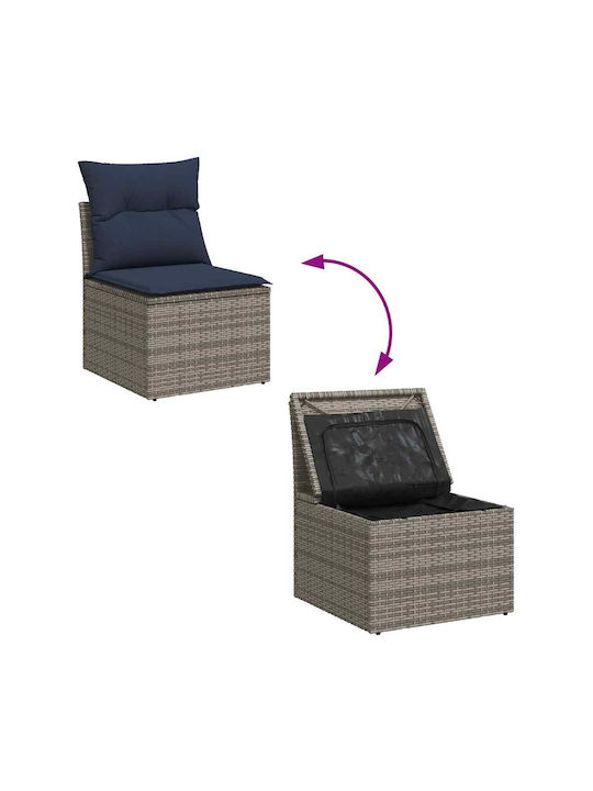 Two-Seater Outdoor Rattan Sofa with Cushions 55x55x69cm