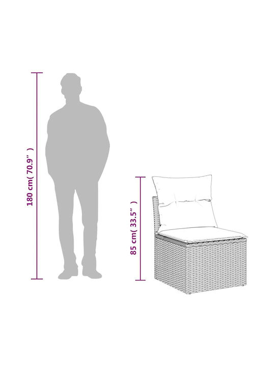 Two-Seater Outdoor Rattan Sofa with Cushions 55x55x69cm