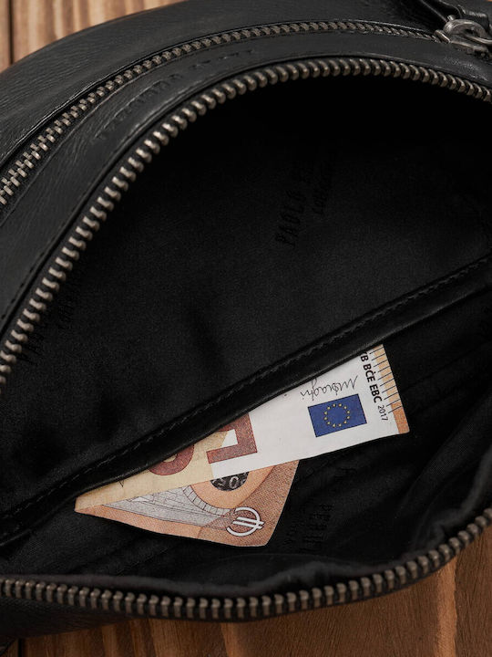 Ανδρικό Δερμάτινο Τσαντάκι Ζώνης Μαύρο