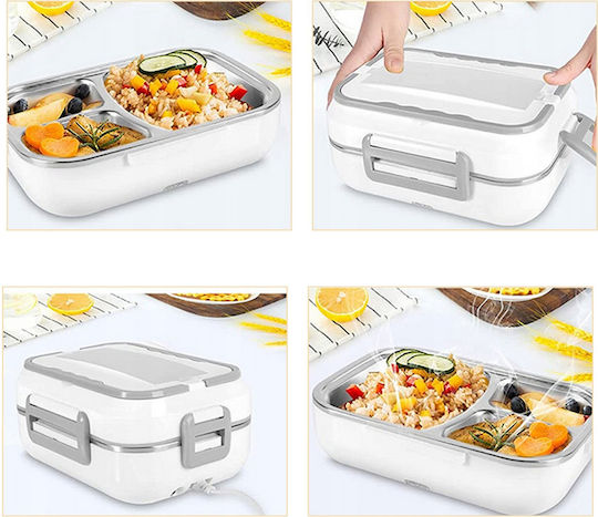 Verk Group Recipient Electric De Prânz Din Inox Alb Cu Compartimente 900ml