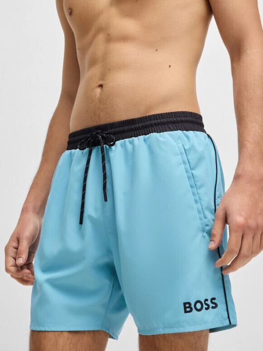 Men's Swimwear Bermuda Light Blue with Patterns