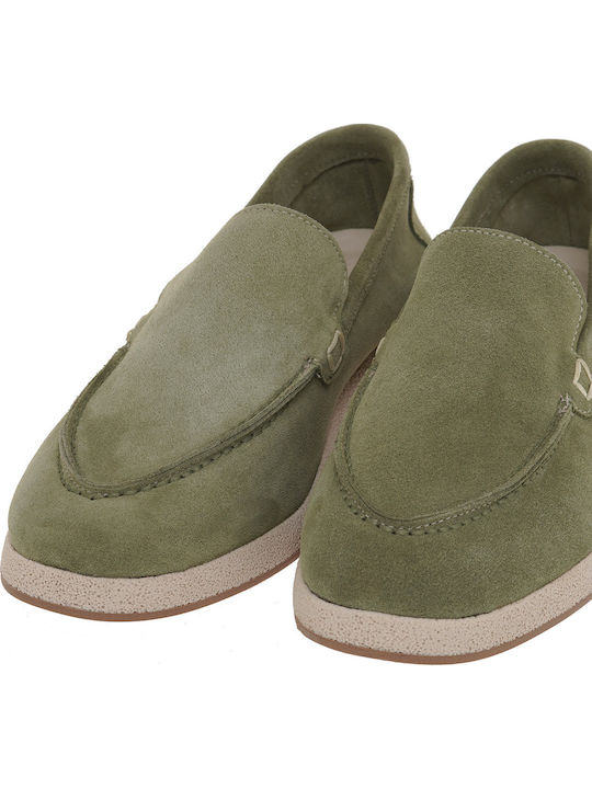 Δερμάτινα Γυναικεία Loafers σε Πράσινο Χρώμα