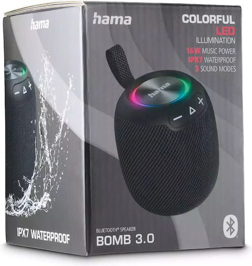 HAMA Bomb 3.0 Αδιάβροχο Ηχείο Bluetooth 16W με Διάρκεια Μπαταρίας έως 10 ώρες Μαύρο