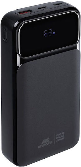 Rivacase VA2221 Power Bank 20000mAh 22.5W με Θύρα USB-A και Θύρα USB-C Power Delivery / Quick Charge Μαύρο