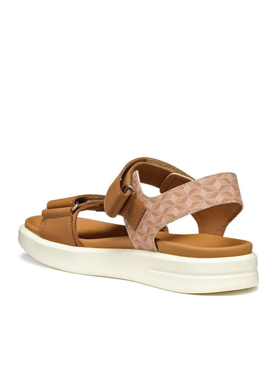 Leder Flache Sandalen für Damen mit Riemen Flatforms in Braun Farbe
