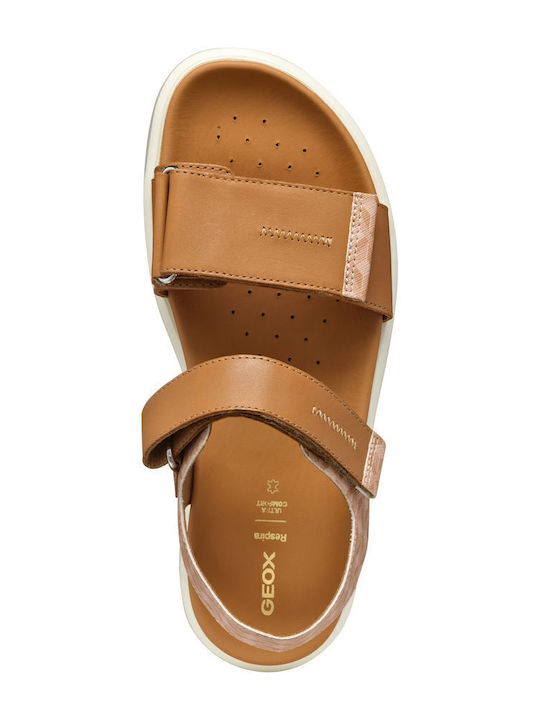 Leder Flache Sandalen für Damen mit Riemen Flatforms in Braun Farbe