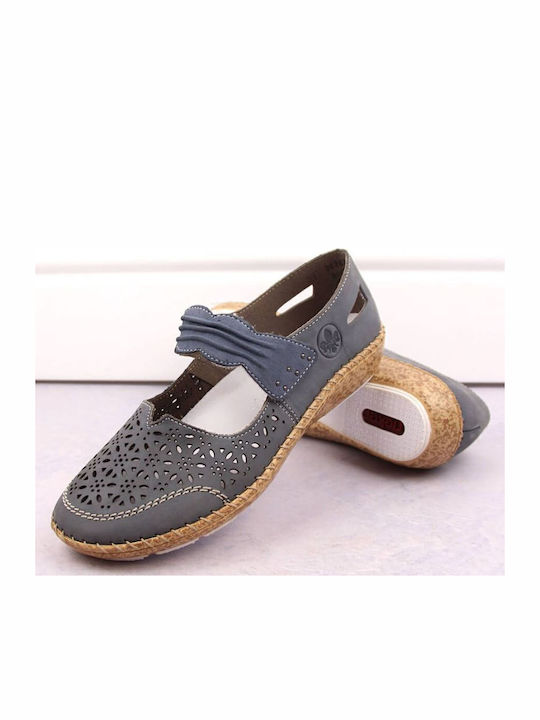 Damen Slip-Ons Leder Blau