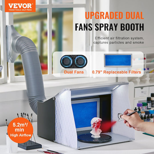 Vevor Airbrush Booth Spray Portable Hobby Airbrush Paint Spray Booth Dual Fans
