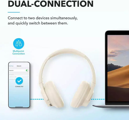 Soundcore by Anker Q20i Wireless / Wired Over Ear Headphones with 40 hours of Operation and Quick Charge White