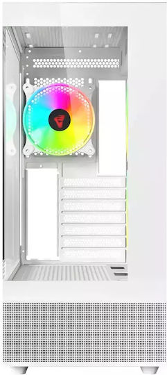 Savio Sigma X1 Gaming Midi-Turm Computergehäuse mit Seitenfenster Weiß