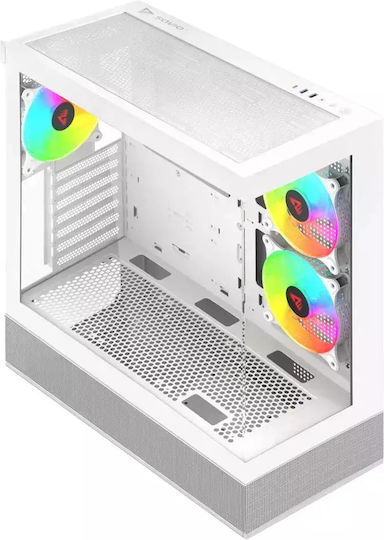 Savio Sigma X1 Gaming Midi-Turm Computergehäuse mit Seitenfenster Weiß