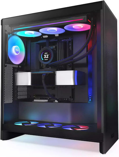 NZXT H7 Flow RGB Gaming Midi Tower Κουτί Υπολογιστή με Πλαϊνό Παράθυρο Μαύρο