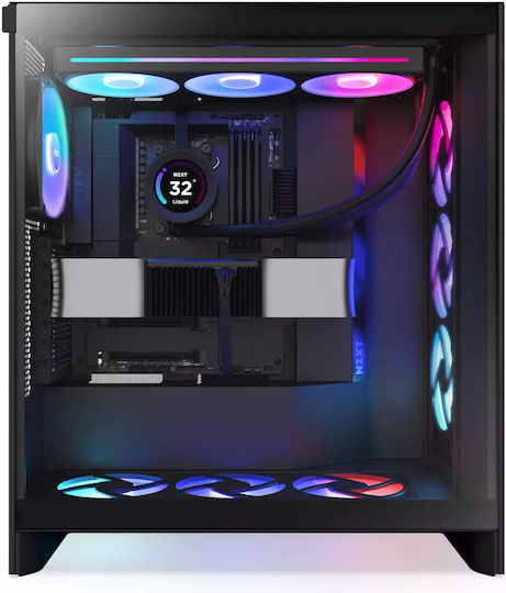 NZXT H7 Flow RGB Gaming Midi Tower Κουτί Υπολογιστή με Πλαϊνό Παράθυρο Μαύρο