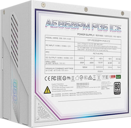 Gigabyte Aorus Elite P850W 850W White Computer Power Supply Full Modular 80 Plus Platinum