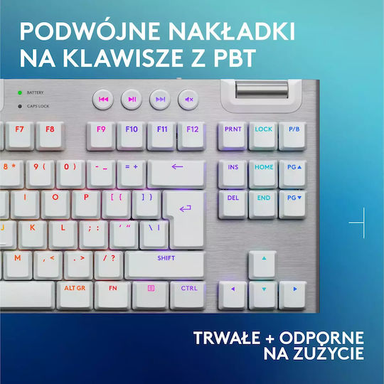 Logitech G915 X Lightspeed Drahtlos Gaming Mechanische Tastatur Tenkeyless mit RGB-Beleuchtung (Englisch US) Weiß