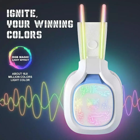 Onikuma X22 Over Ear Gaming Headset με σύνδεση 3.5mm / USB Λευκό