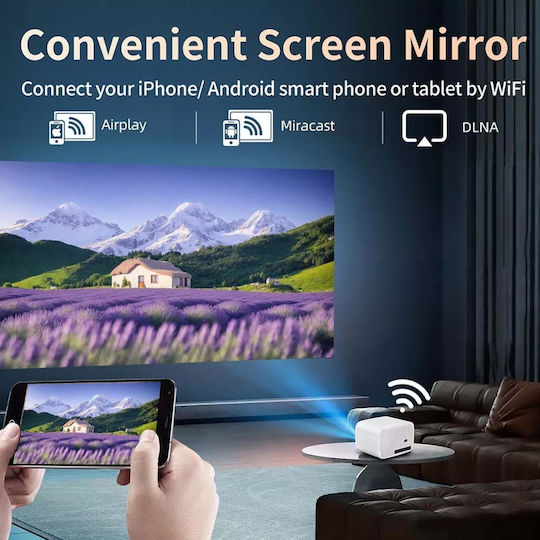 Volto Mini Projektor LCD Full HD LED-Lampe mit Wi-Fi und Eingebauten Lautsprechern Weiß