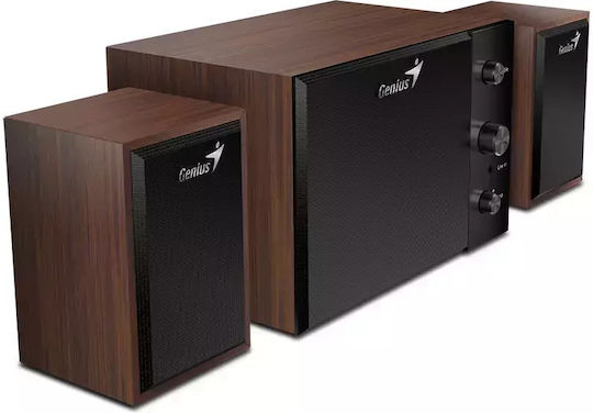 Genius SW-2.1 300 Ηχεία Υπολογιστή 2.1 με Ισχύ 15W Καφέ