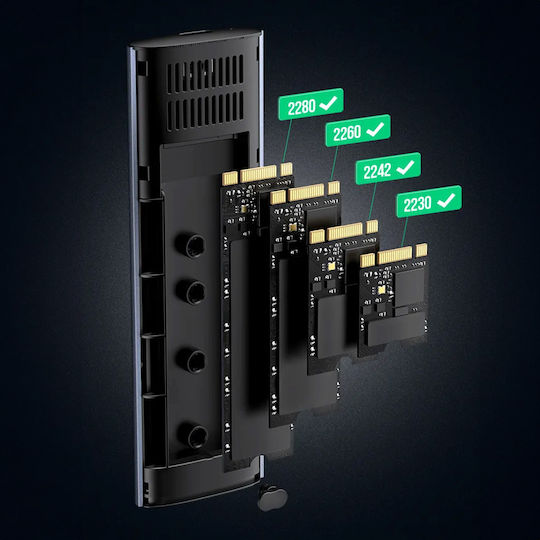 Case for Hard Drive M.2 SATA III with Connection USB 3.1 / SATA Gray